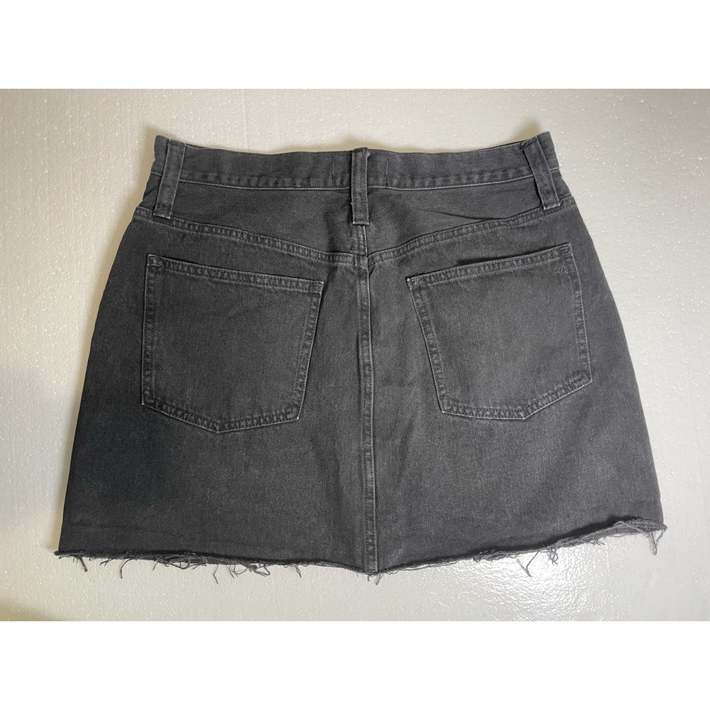 MADEWELL Black Rigid Denim A-Line Full Zip Front Mini Skirt Women's Size 30 - Picture 2 of 4